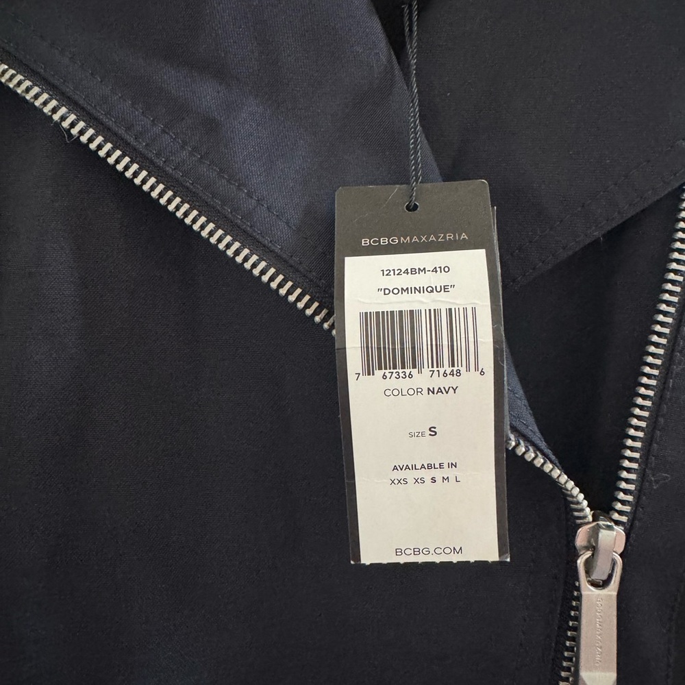 BCBGMAXAZRIA Asymmetrical Cape Sm Black Moto Poncho Jacket Structured Utility - Picture 7 of 8